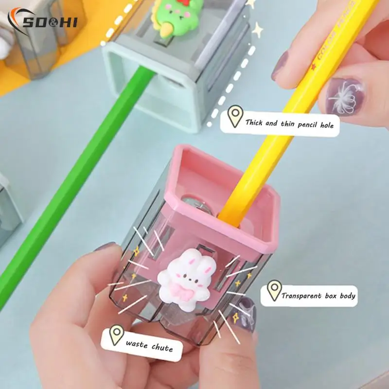 1 Stuk Kawaii Puntenslijper Kleine Schattige Cartoon Twee Gat Potlood Briefpapier Sacapuntas Grande Office Gadgets