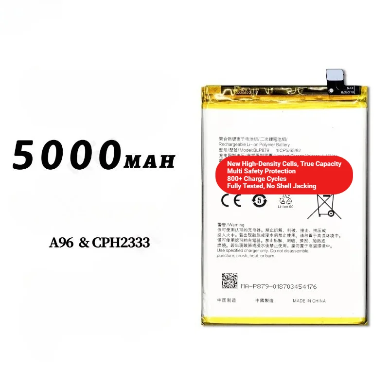 BLP879 for OPPO A96 Global/CPH2333 Phone Battery 0 Cycle High Quality High Capacity Replacement Bateria Grade A Cell with Tools