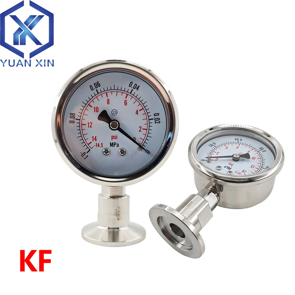 KF16 KF25 Vacuum Flange Manometer Psi/Mpa or Psi/bar ISO-KF Vacuum Pressure Gauge SS304 Stainless Steel Compound Pressure Gauge