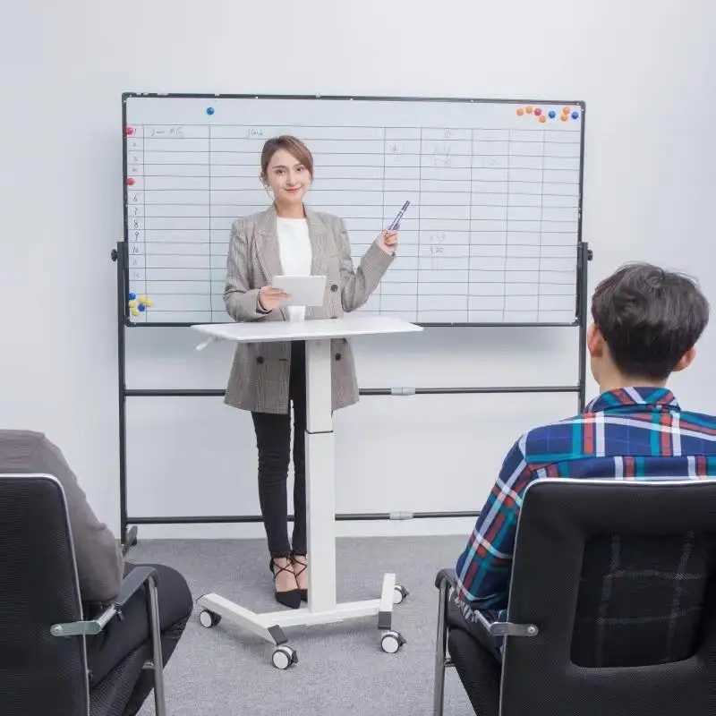 Adjustable Compact Tech Desk for Standing and Sitting - Ergonomic Height Adjustable Workspace with Modern Design and