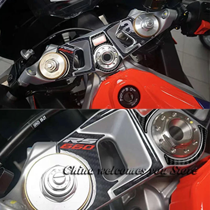 New rs 660 Motorcycle 3D carbon fiber Top Fork Yoke Protector Decal sticker For Apulia RS660 2021 2022