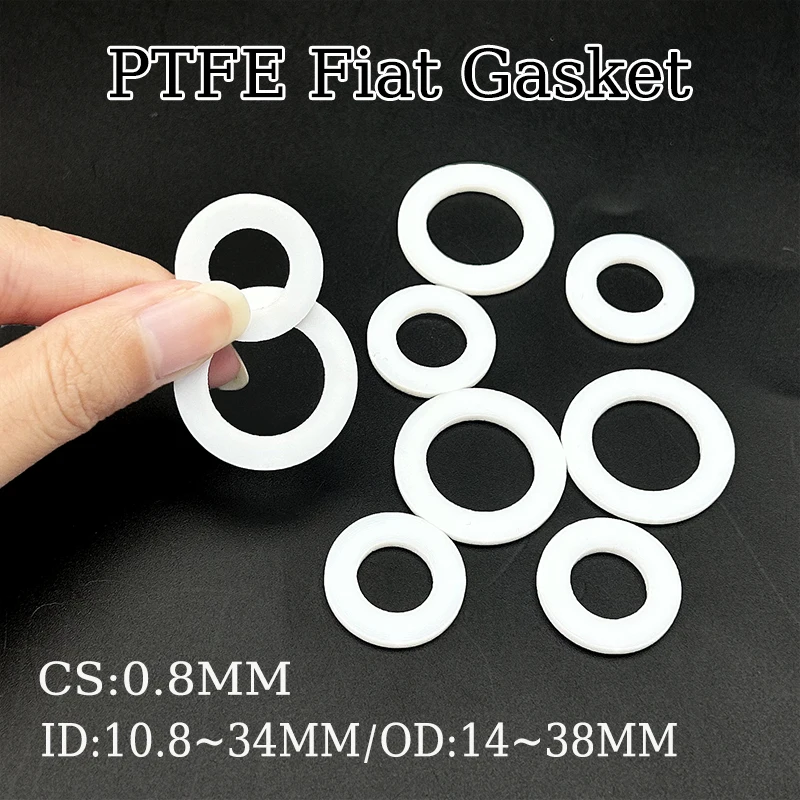 ارتفاع درجة الحرارة مقاومة PTFE وسادة مسطحة البلاستيك الملك شفة الأبيض ختم طوقا العزل الكهربائي الجيد 10/100 قطعة CS 0.8 مللي متر #3