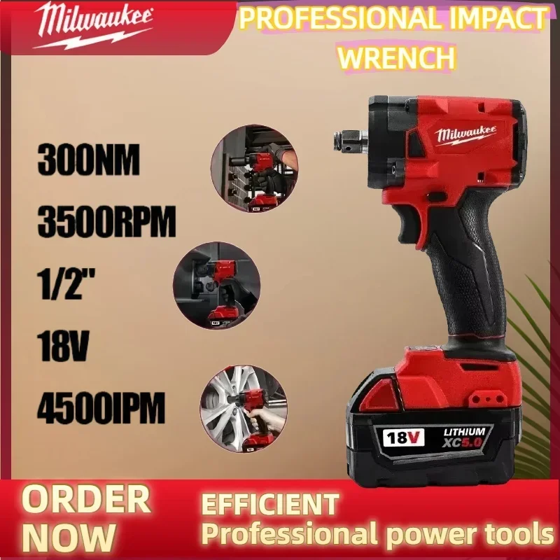 

Milwaukee 1/2 Brushless Impact Driver 800NM Brushless Impact Drill Car Truck Repair Screwdriver Tools Comes Tool