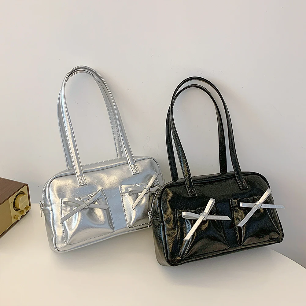 المرأة ربطة القوس فيونكة حقيبة كتف موضة بولي Leather حقيبة جلدية كروسبودي بلون حقيبة هوبو لقضاء عطلة السفر حقيبة الإبط