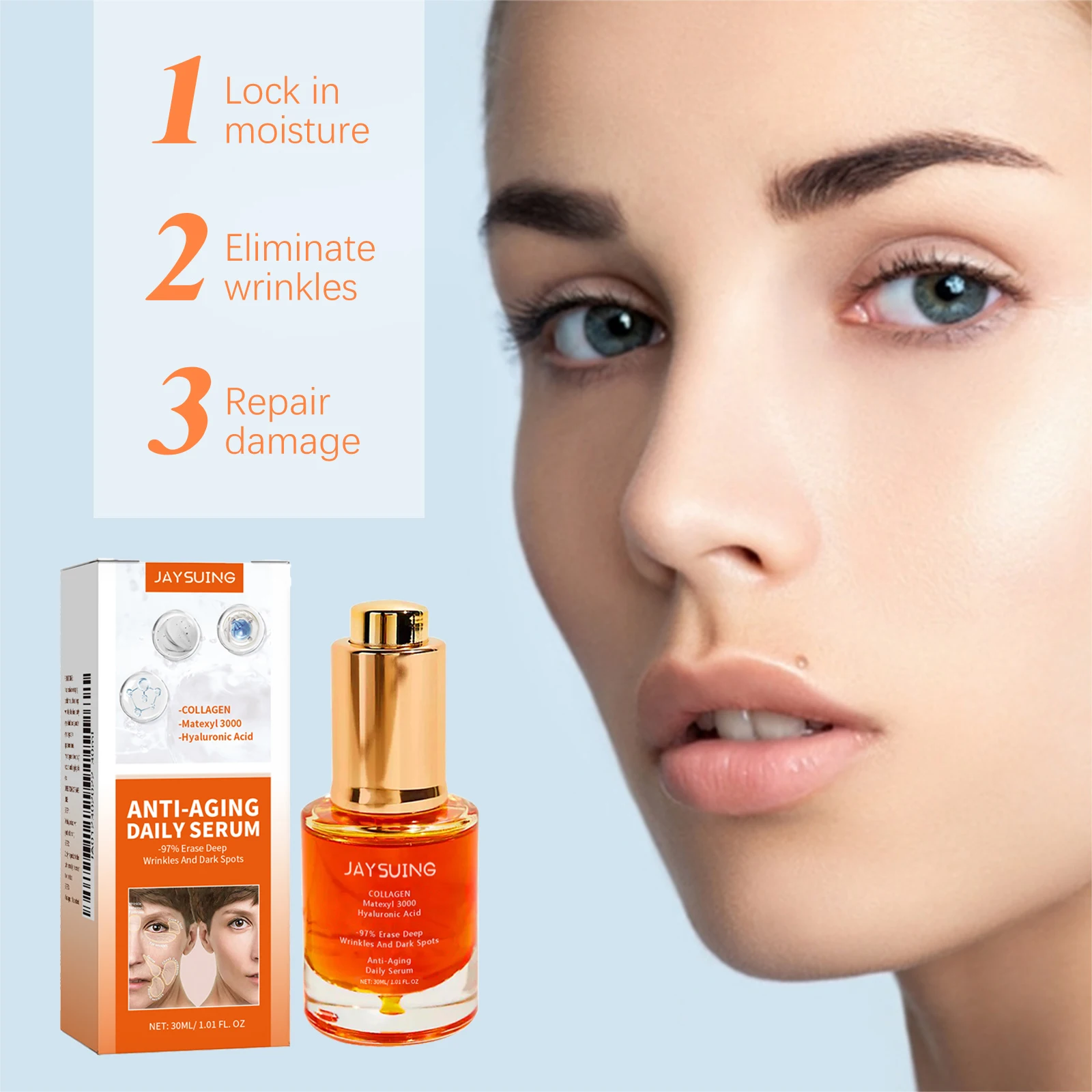 Collagen Firming Face Serum W-rinkles Removal Firming Lifting Anti A-ging Fade Fine Lines Essence Brighten Moisturizing Serum