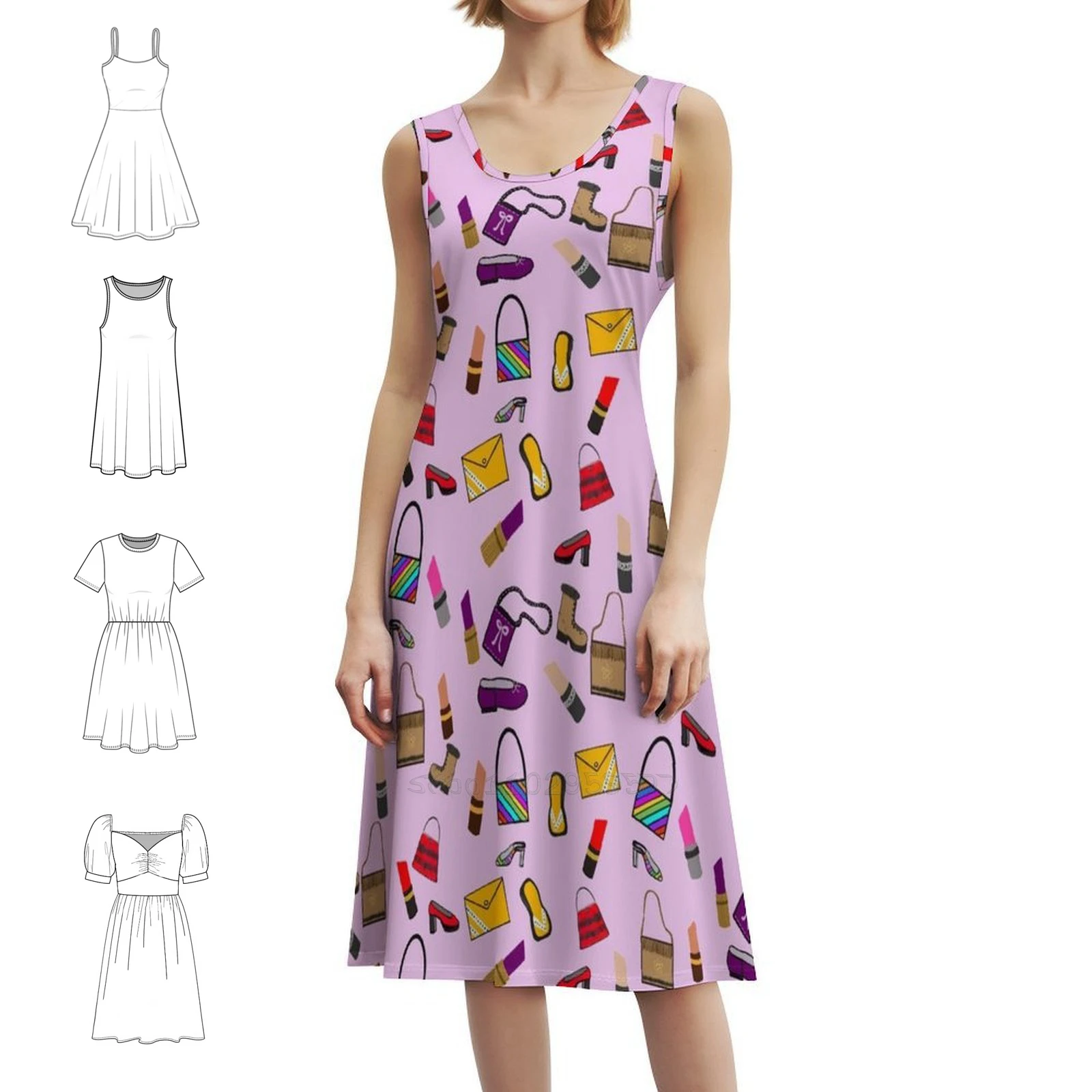 

Обувь Кошельки и помада Женская уличная одежда в стиле хип-хоп Платье с графическим принтом Клубная одежда Обувь Платье с помадой для девочек