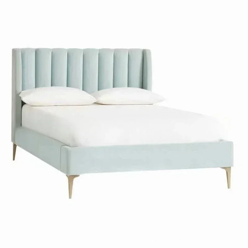 

Simple Modern Pink Fabric Soft Bag Bed Furniture Model Room Bedroom Double Bed Wedding Bed