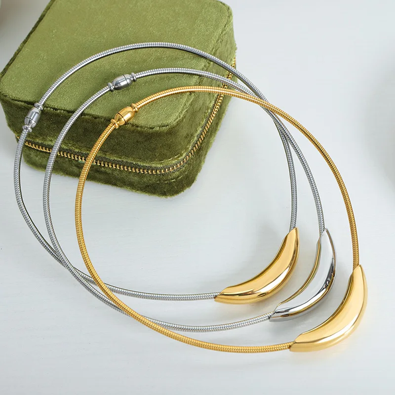 Marka Fashion Stainless Steel Round Necklace Women Gold Plated Choker Punk Accessories Luxury Jewelry Girlfriend Gift Wholesale