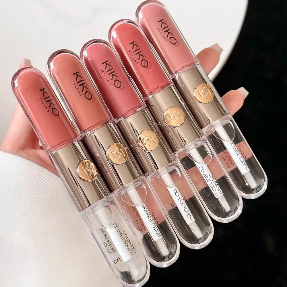 KIKO Unlimited Double Touch Lip Gloss Water Gloss Glass Lip Effect Autumn & Winter Collection Long Lasting Makeup Daily Lipstick