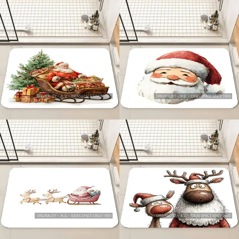 

Santa Sleigh Christmas Mat Living Room Decoration Home Sofa Non-Slip Carpet Study Bedroom Tatami Children'S Soft Floor Mat