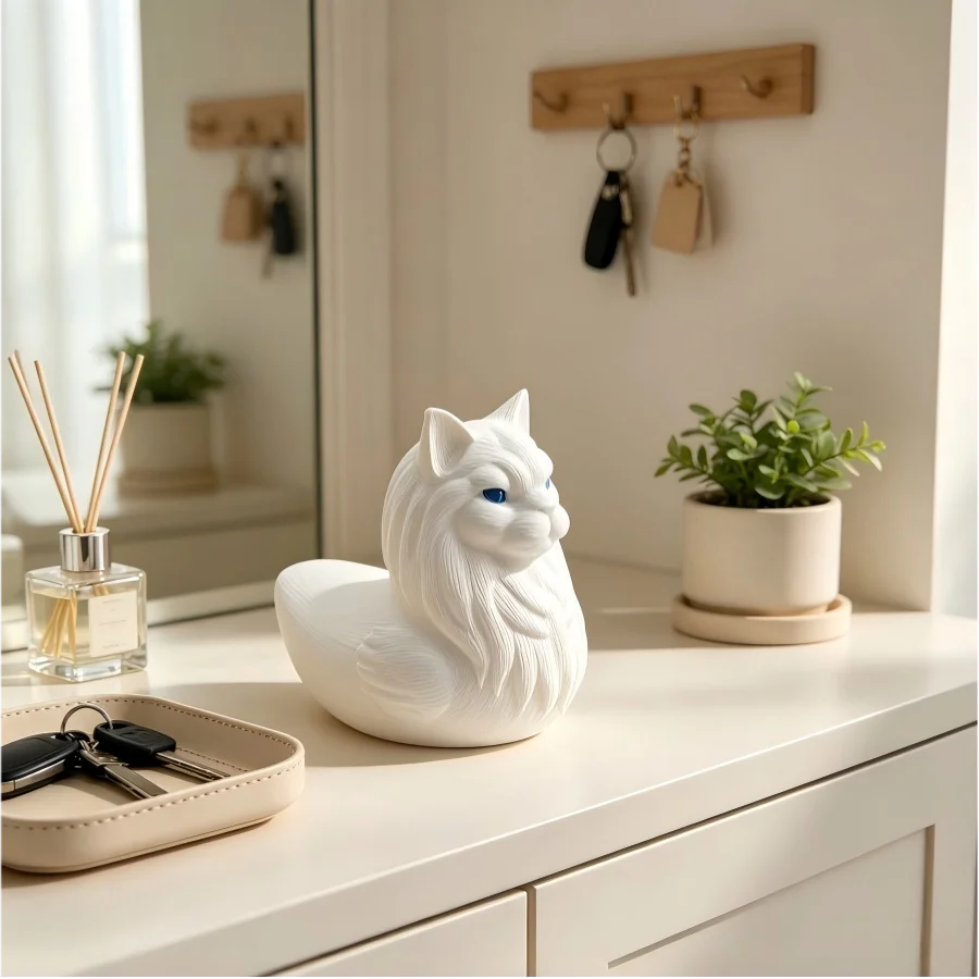 1PCS A small white, powerful and serious lion and duck Christmas decoration piece for home and office desktop display