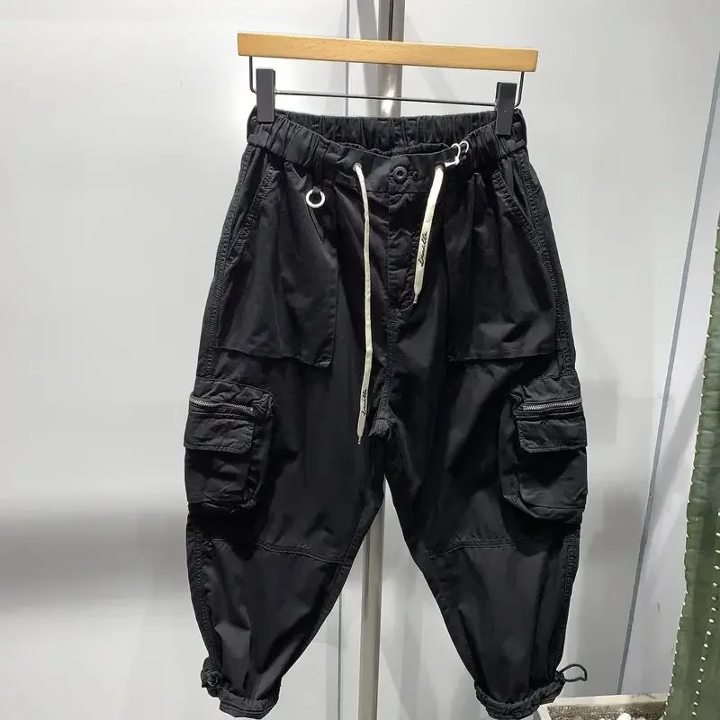 

Брюки-карго Juspinice, мужские летние комбинезоны с завязанными ногами, весенняя модная уличная одежда, широкие брюки-шаровары, мужская одежда