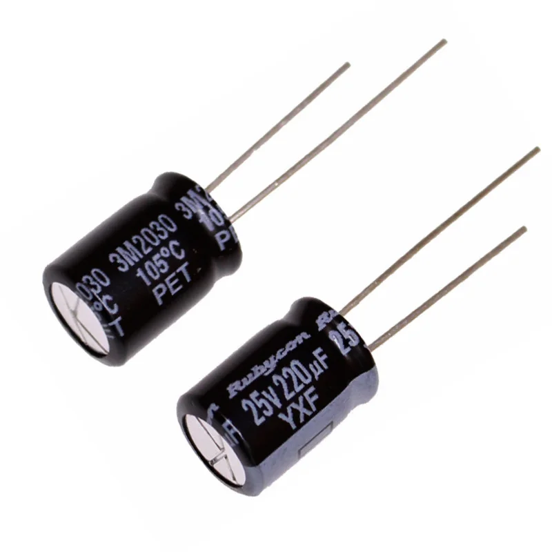 Capacitor eletrolítico YXF Rubycon, alta frequência, 220UF, 25V, 25V, 220UF, 8x11.5, HE, 20pcs