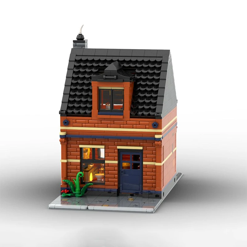 Série de arquitetura modular medieval, casa do trabalhador, montagem de bloco de construção moc, modelo de tecnologia, brinquedos de tijolos, presentes de aniversário