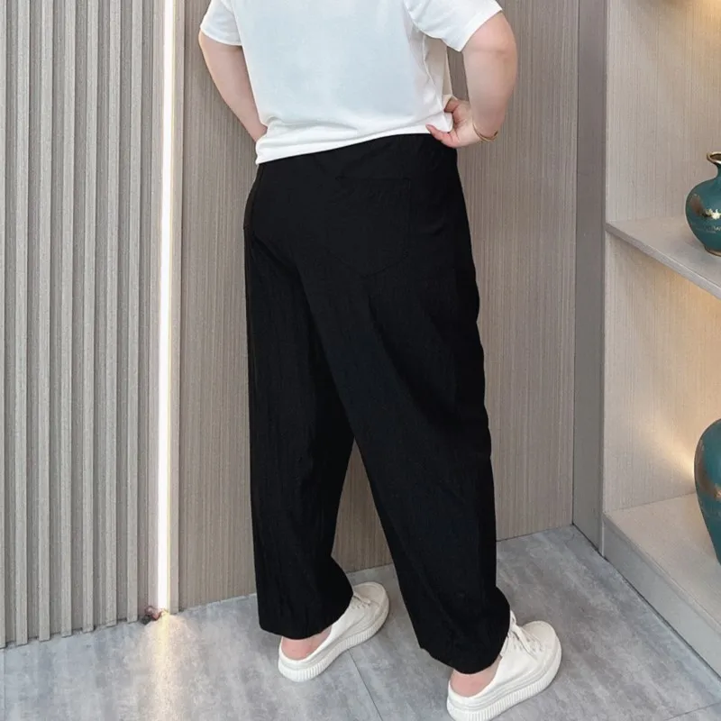 Summer Thin Casual Harem Pants Women 2024 New Plus Size Loose Fold Ankle-Length Pants