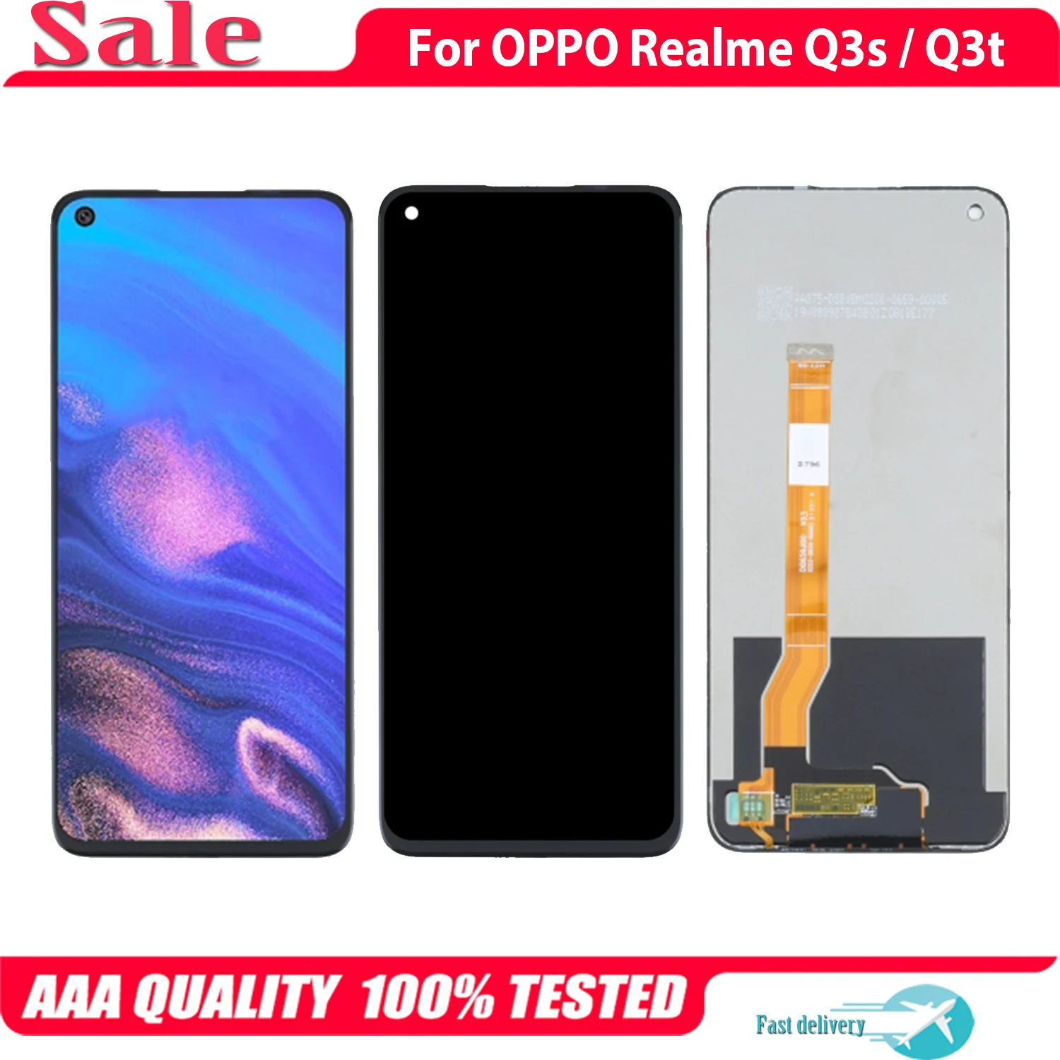 Layar sentuh pengganti Sensor kaca, untuk OPPO Realme Q3s Q3t LCD Display layar sentuh Digitizer