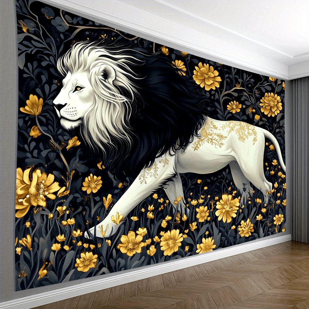 tapecaria-de-parede-com-design-floral-dourado-e-leao-–-perfeita-para-sala-de-estar-quarto-decoracao-de-escritorio--tecido-de-poliester-estilo-vintage--id
