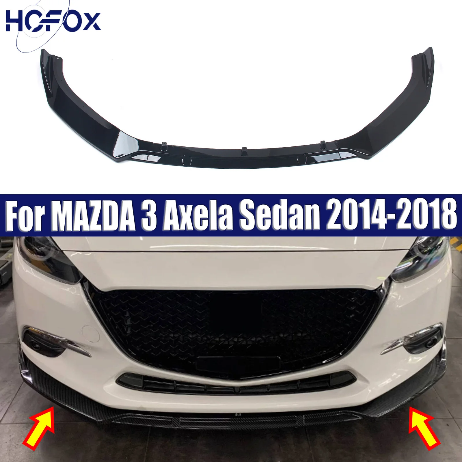 

Front Bumper Lip Splitter Spoiler Guard Diffuser Exterior Protection Accessories Body Kit For MAZDA 3 Axela Sedan 2014-2018