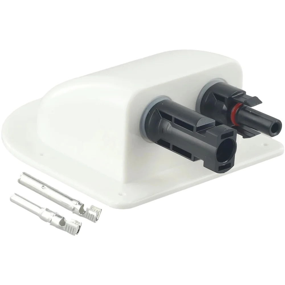 Dual Port Waterproof Solar Junction Box ABS Material For RV Roof Cable Connection And Outdoor Panel Wiring Electrical Box White