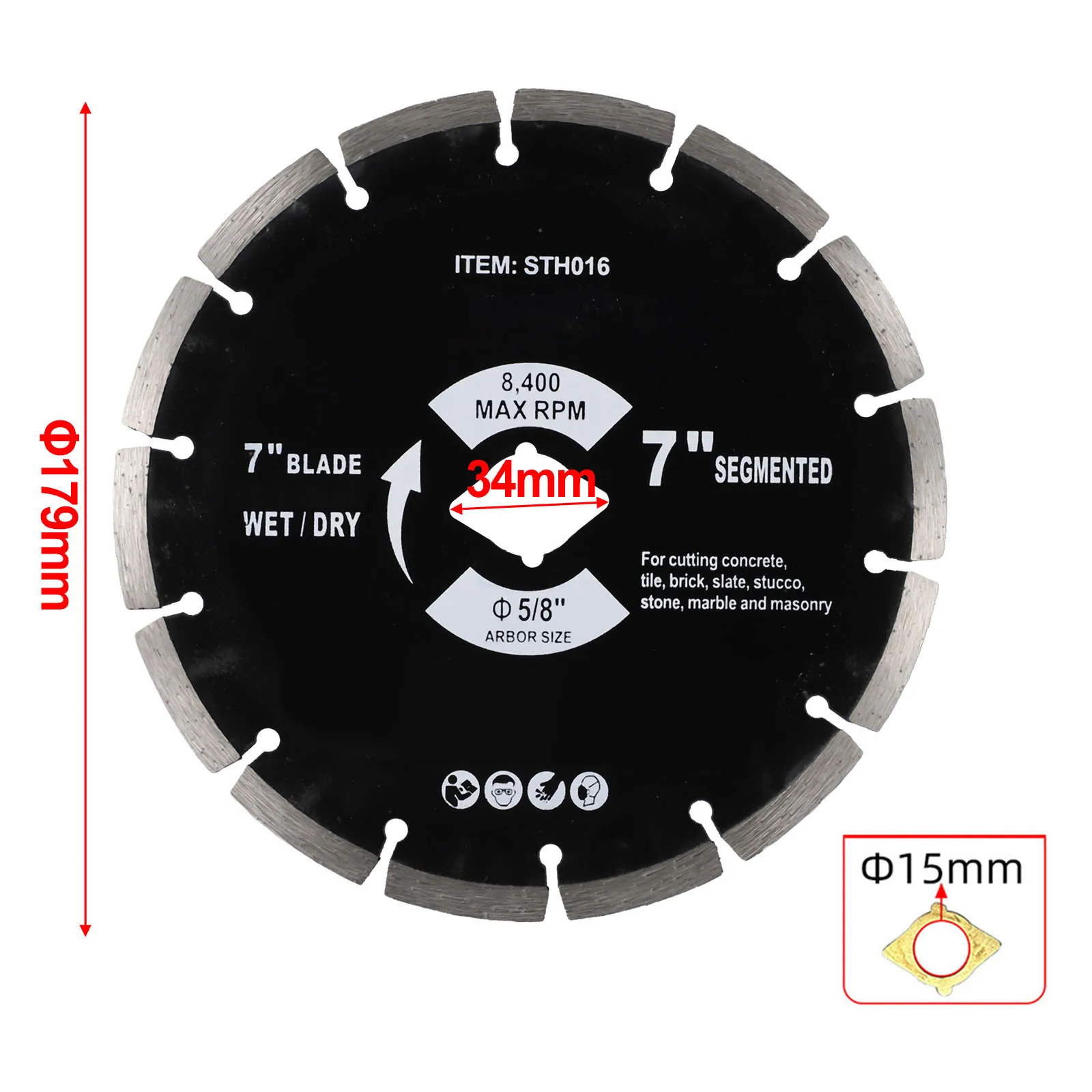 

Saw Blade Cutting Disc 180mm 7" (179mm) Black Circular For Disc Marble Cutting Grinding Wheel Metal Precludes Overheating