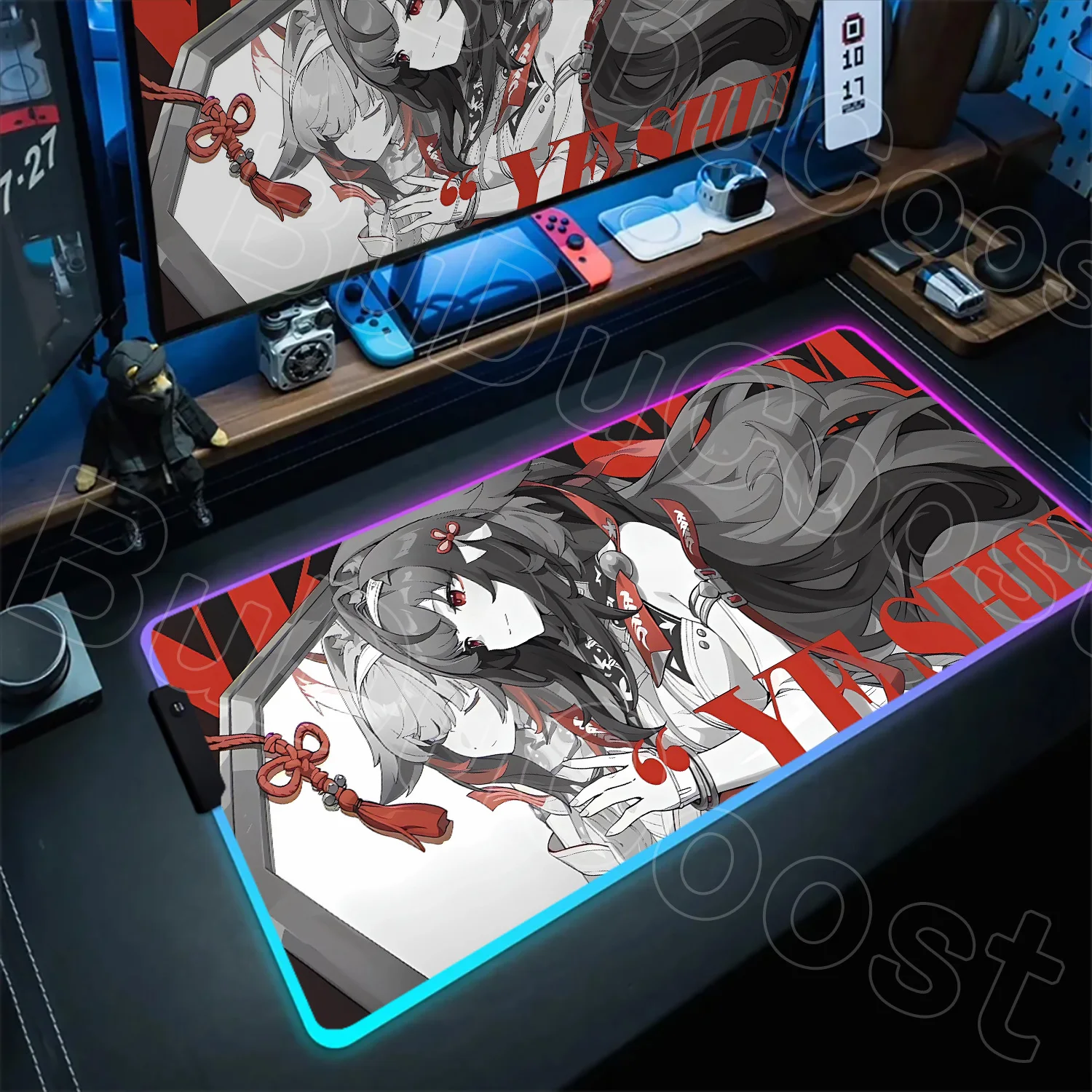 Gamer RGB Zzz Ye Shunguang Desk Mat Multiple Colors Emitting Light Large Mousepad Anime Mouse Pad Zenless Zone Zero Keyboard Mat