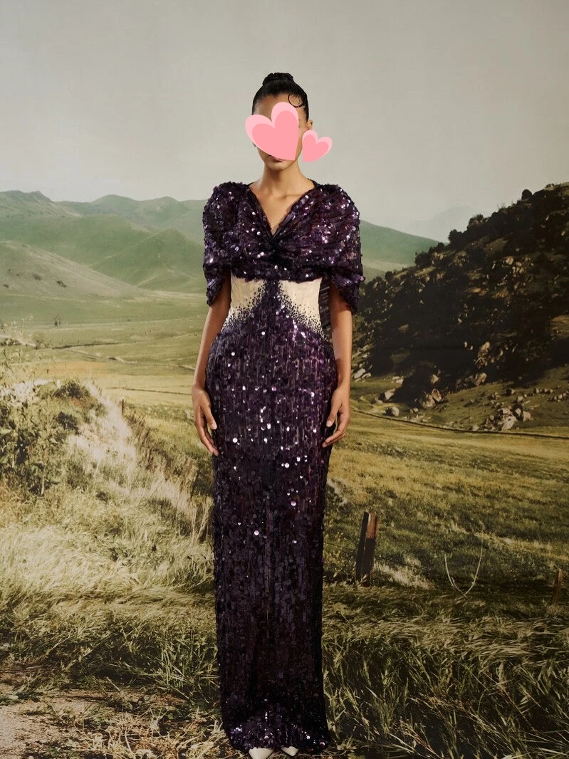 

Oisslec Dress Elegant Vintage Sweet Purple Sequins Mermaid Crystal New Customize Formal Occasion Prom Dress Evening Party Gowns