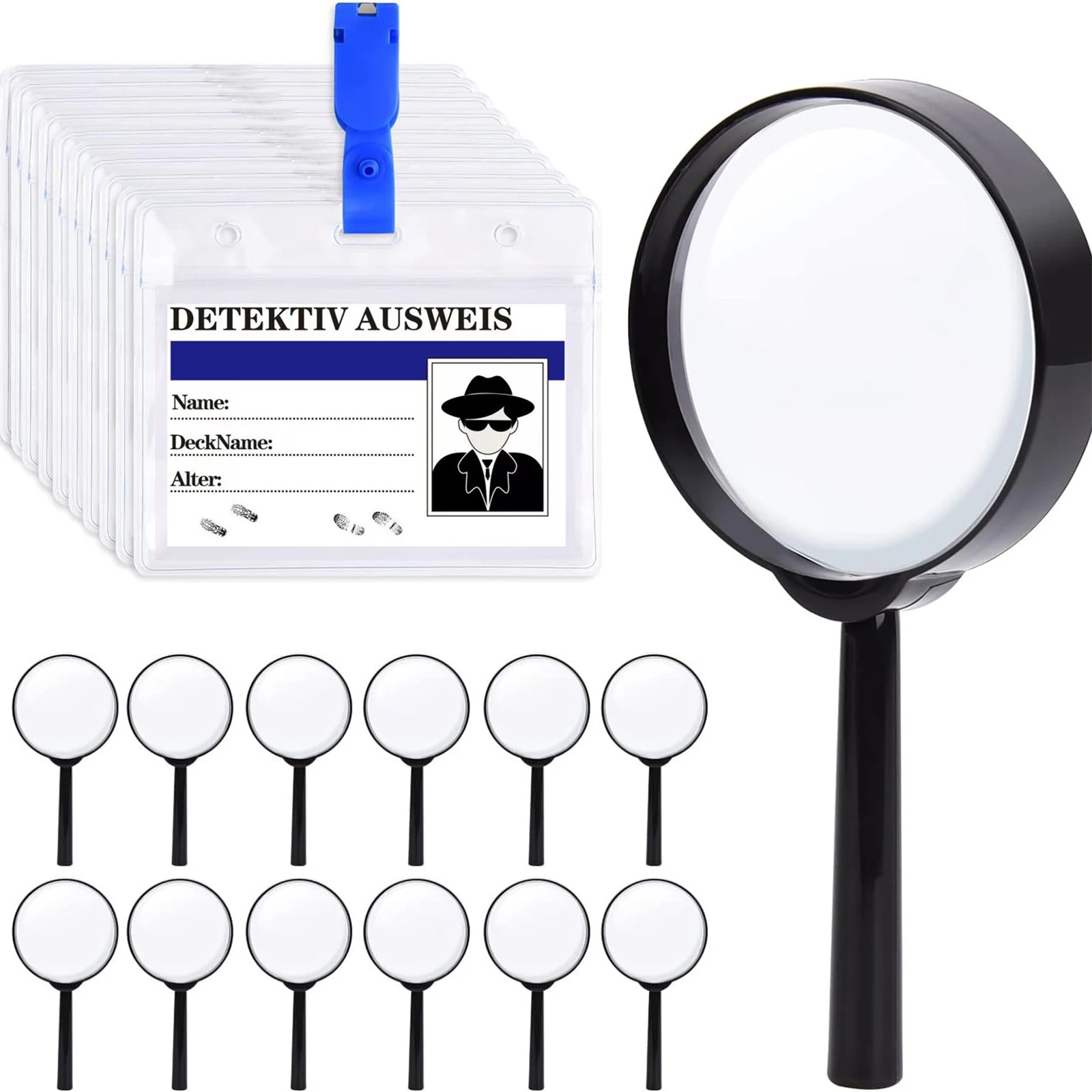 Magnifying Glass Badge Cards Detective Explorer Accessory Toy Set for Cosplay Outdoor Adventure Themed Party