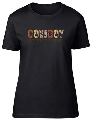 Cowboy Spirit Womens T-Shirt Wild at Heart Horse Riding Lover Ladies Gift Tee