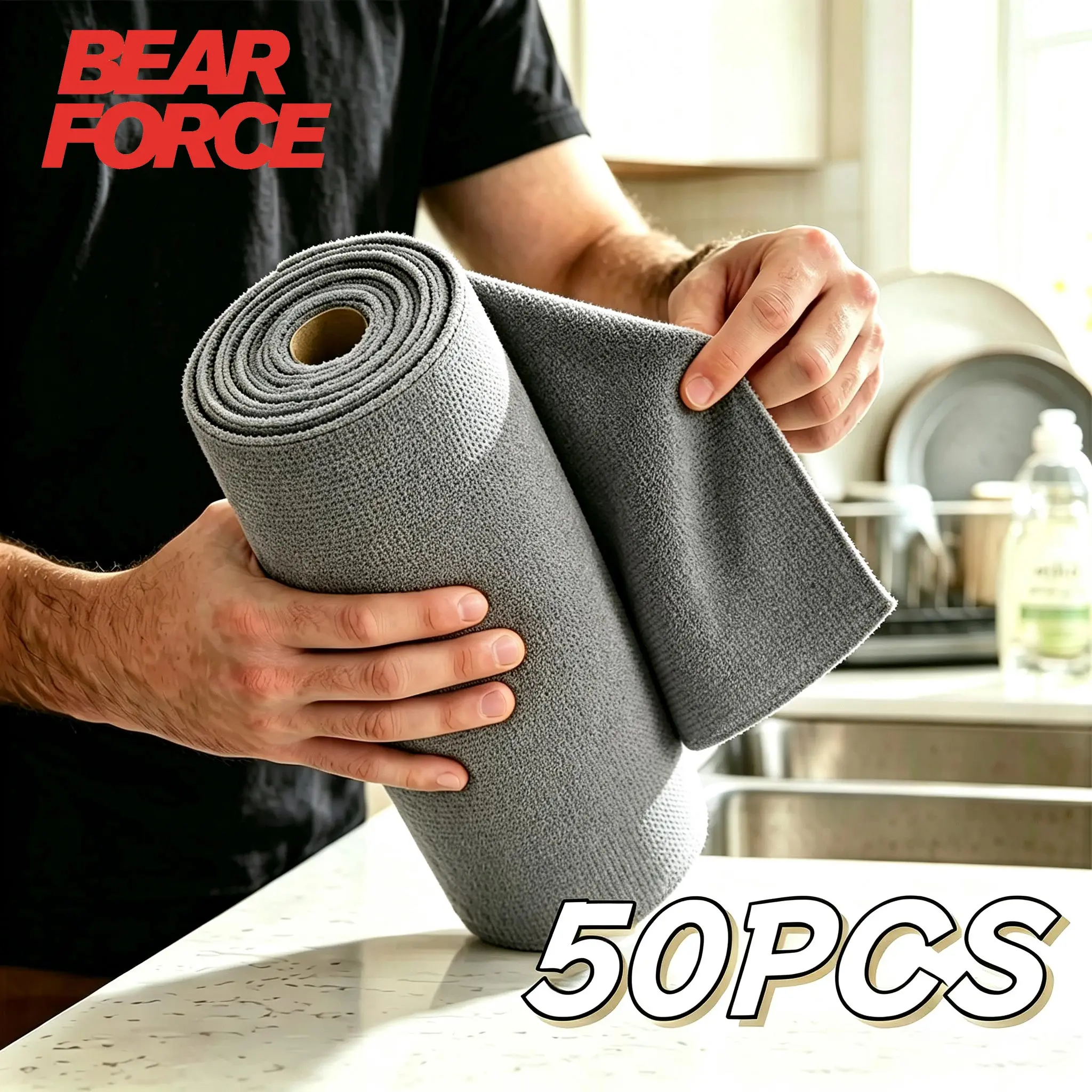 Microfiber Car Cleaning Cloth Roll, 50Pcs Tear-Off Towels, Washable Reusable for Car Wash Auto Detailing Interior Dusting Drying