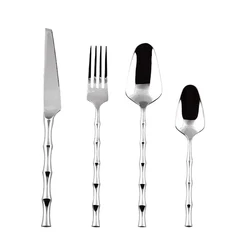 High Quality Cutlery Bamboo Style Handle Matte Polish Stainless Steel Flatware Sets for Home Dinning,Hotel,Restaurant