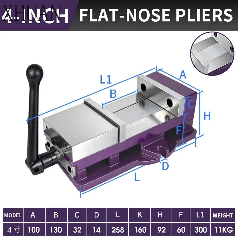 6-inch Integrated Pull-Back Vise High-Precision Bench Vise Fixture for CNC Machining Centers and Heavy-Duty Milling Machines