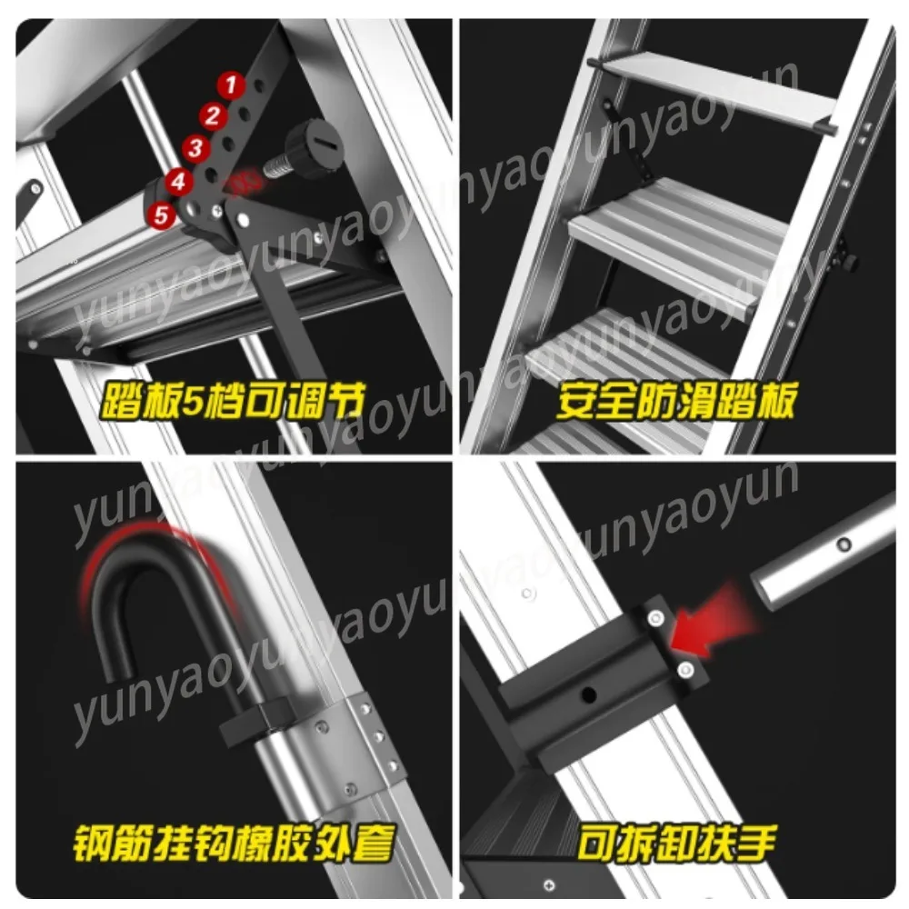 Folding Aluminum Alloy Ladder Portable Climbing Stair for Home Outdoor Attic Use
