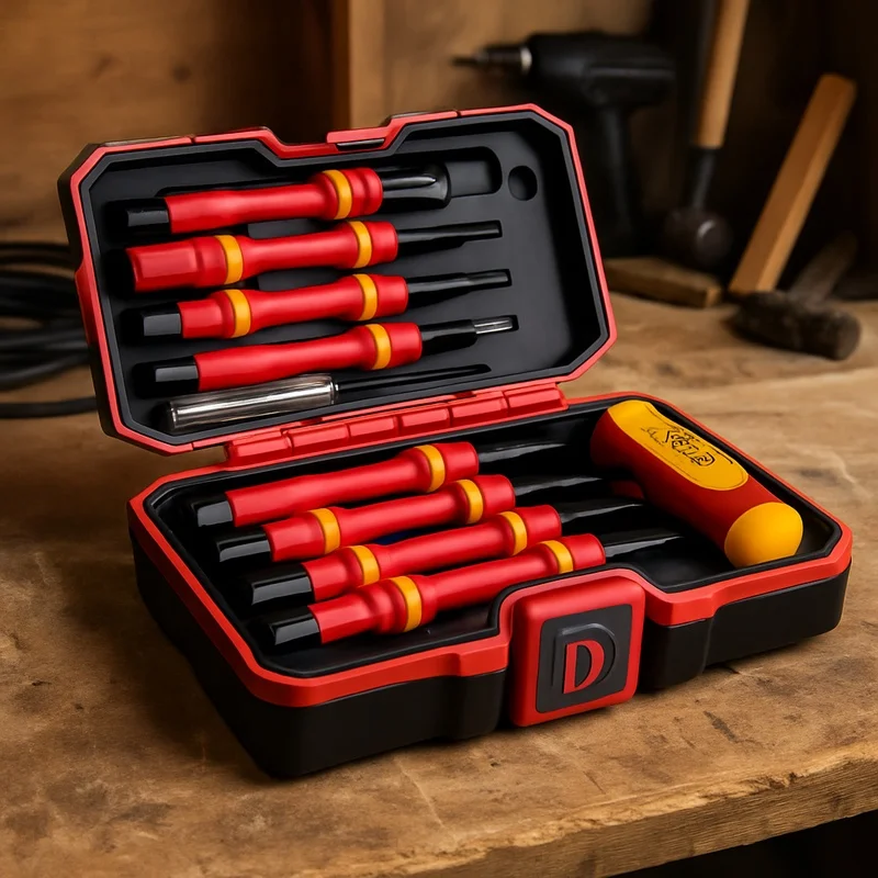 Electrician Screwdriver Kit with 15 Magnetic Interchangeable Insulated Bits, Rated for 1000V Protection