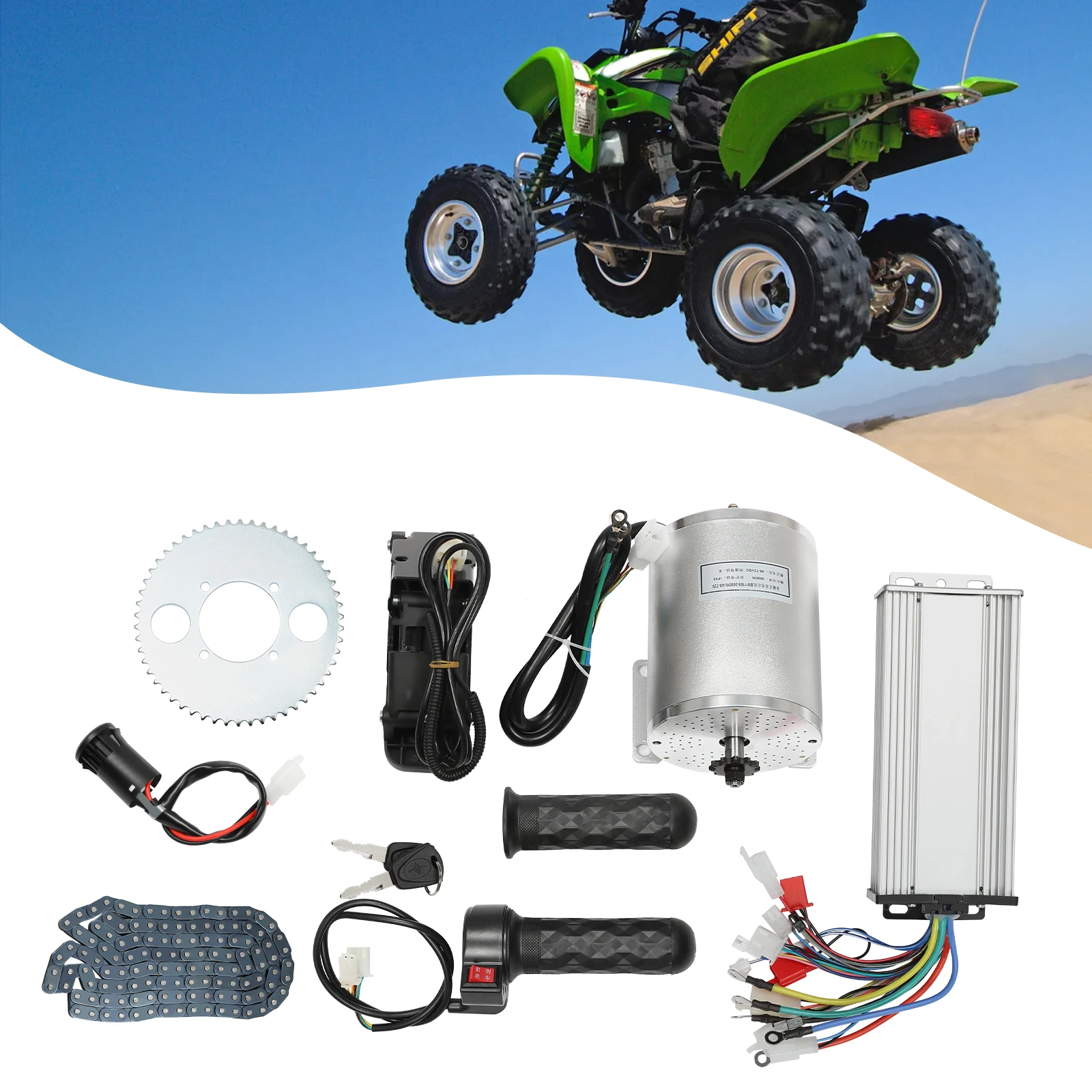 طقم محرك كهربائي بدون فرشاة بق - مراجعة Electric Motorcycle Conversion Kit 72V وسعره