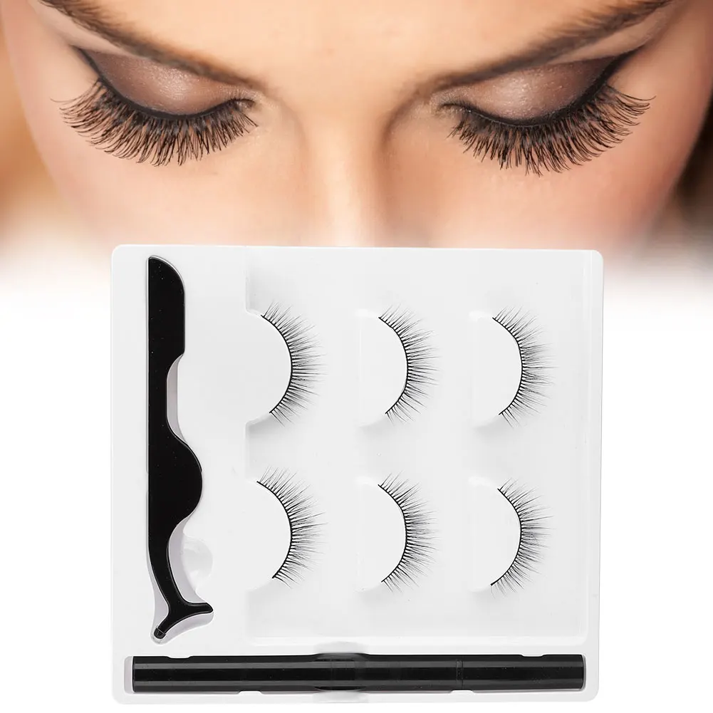 Pestañas postizas magnéticas de moda, delineador de ojos magnético profesional, resistente al agua, pinzas, juego portátil, herramienta de maquillaje, 3 pares