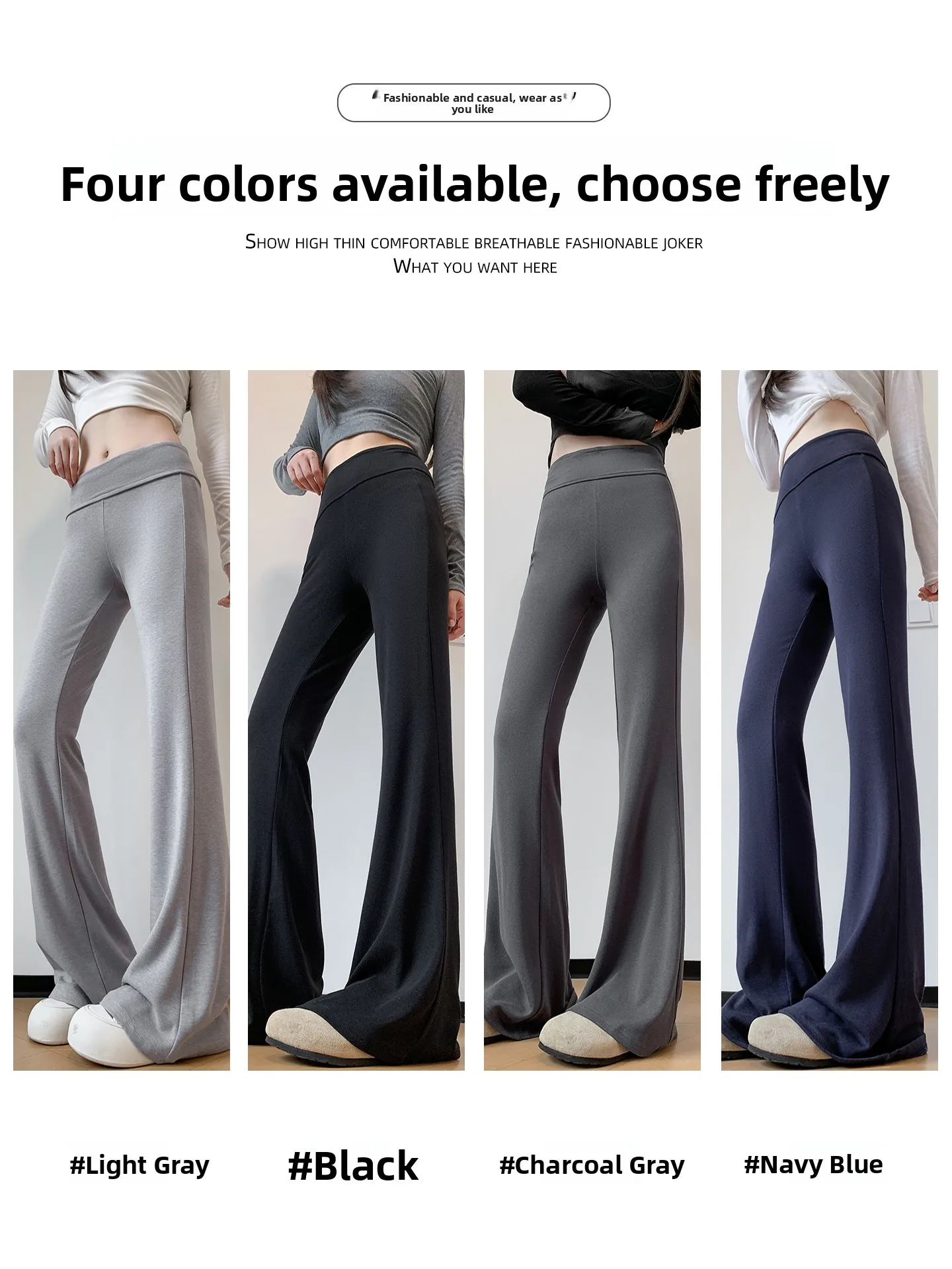 ay Pantaloni sportivi casual dimagranti elasticizzati a vita alta Pantaloni da yoga da donna Micro svasati nascosti comodi sportivi