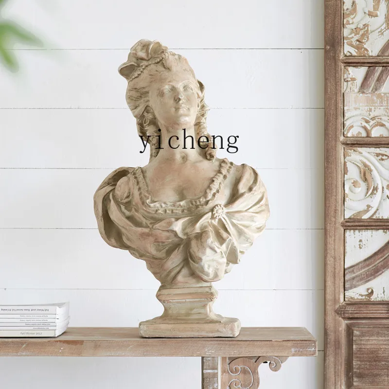DSA retro old resin head sculpture living room study entrance decoration jewelry desk accessories