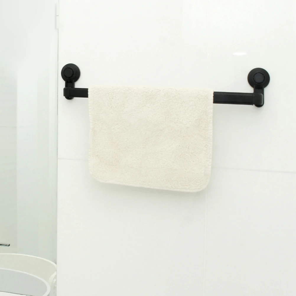 

Black Suction Cup Towel Rack Bathroom Kitchen Smooth Surface Vacuum Hanger Easy Install Durable Premium Material