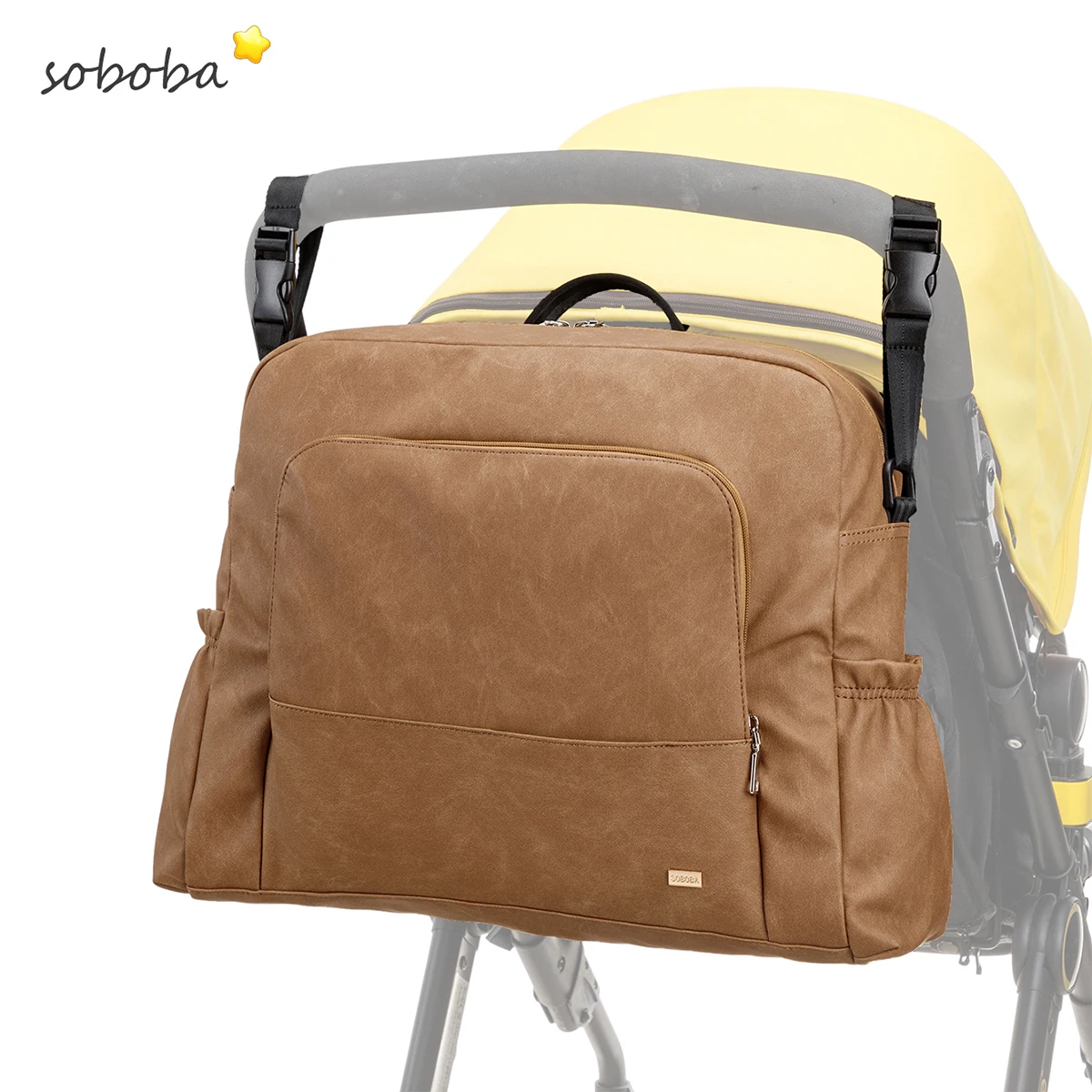 حقيبة ظهر Soboba New Mommy Diaper ذات سعة كبيرة ومتعددة الوظائف وحقيبة حفاضات مقاومة للماء للخروج السريع مع شريطين