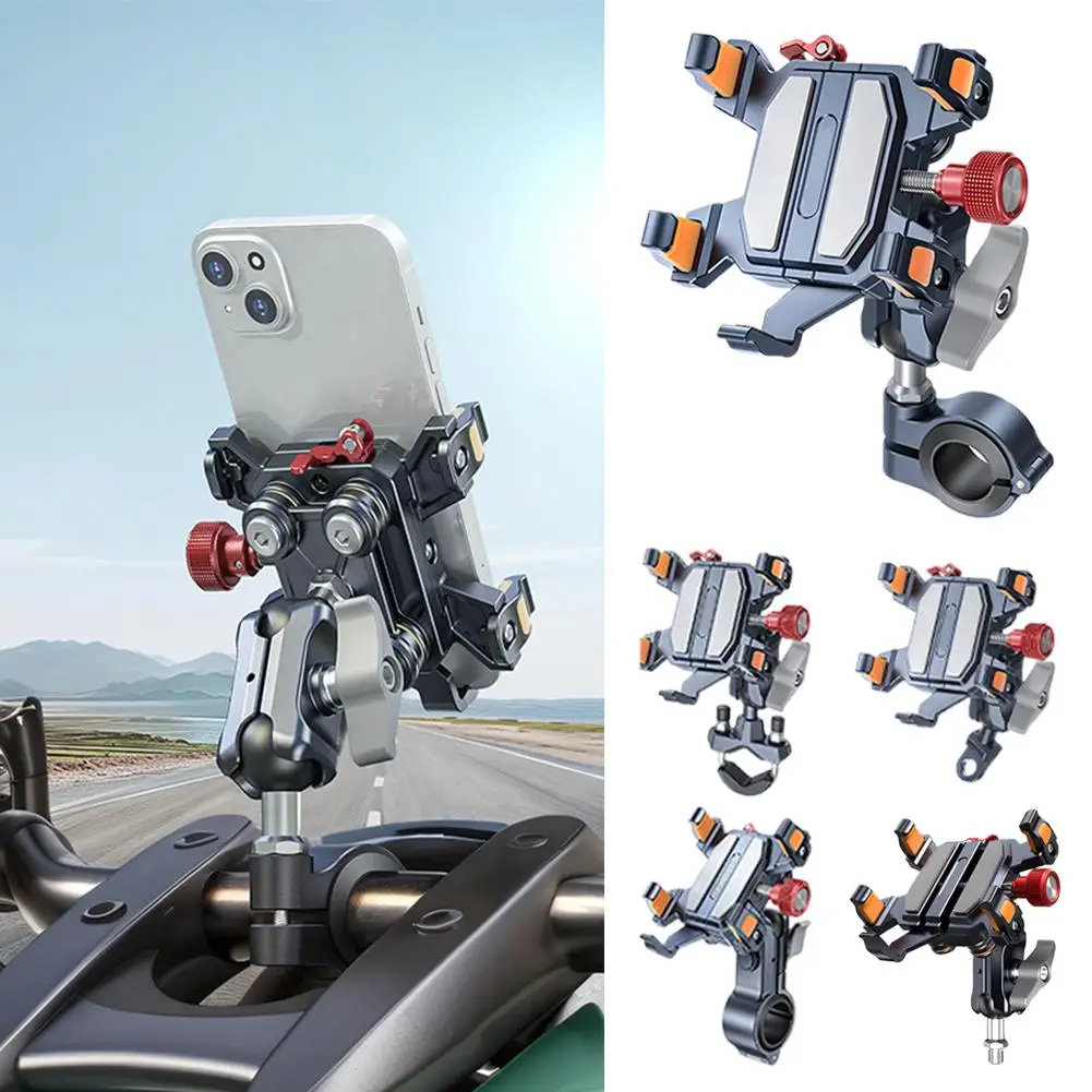 

Universal Phone Holder For Motorcycle Accessories 2025 New High-Quality Alloy Shock Absorption Motorbike Navigation Holder T6M7