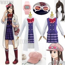 Akane Houzuki Cosplay Game Gyakuten Saiban Costume Ema Skye Ace Attorney Skirt Women JK Uniform Coat Wig Prop Holloween Roleplay