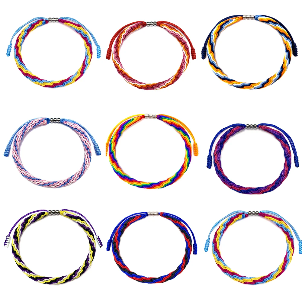

1Pcs Handwoven Sports Rope Tibetan Bracelet Colorful String Silver Beads Adjustable Design Jewelry Men And Women Sport Wristband