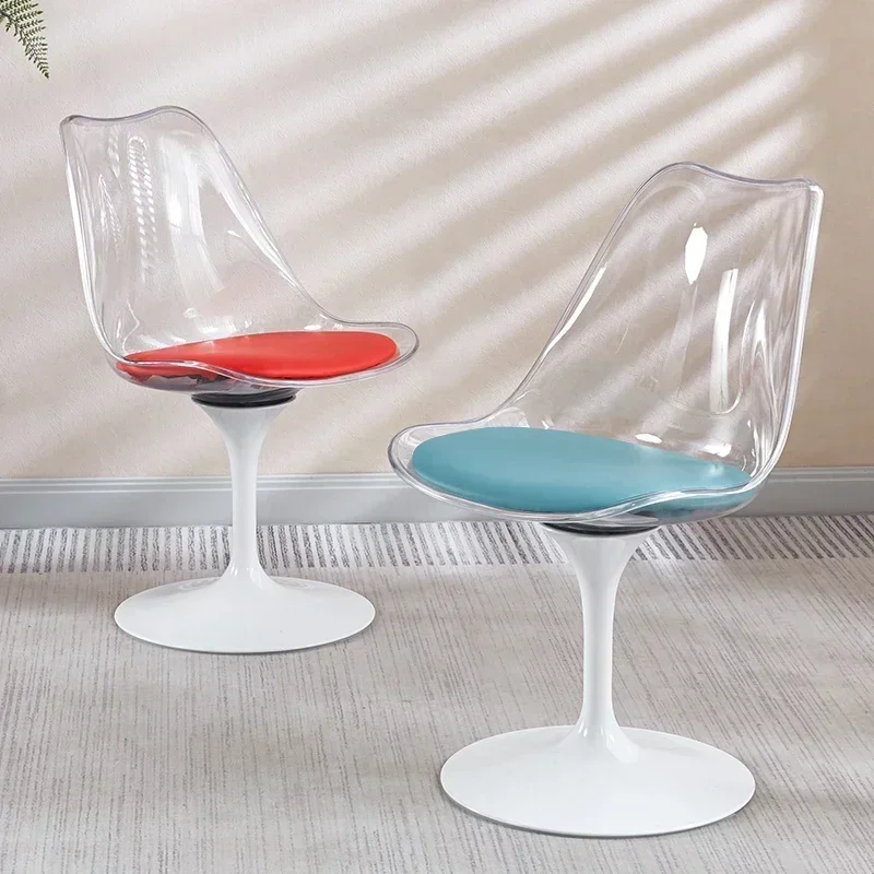 Nordic Simple Light Luxury Leisure Negotiation Acrylic Transparent Tulip Backrest Swivel Chair bedroom chair
