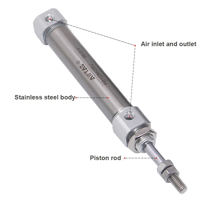 AirTAC PB10/12/16 Double Acting Mini Pen Type Pneumatic Cylinder Compact Lightweight Micro Air Cylinder