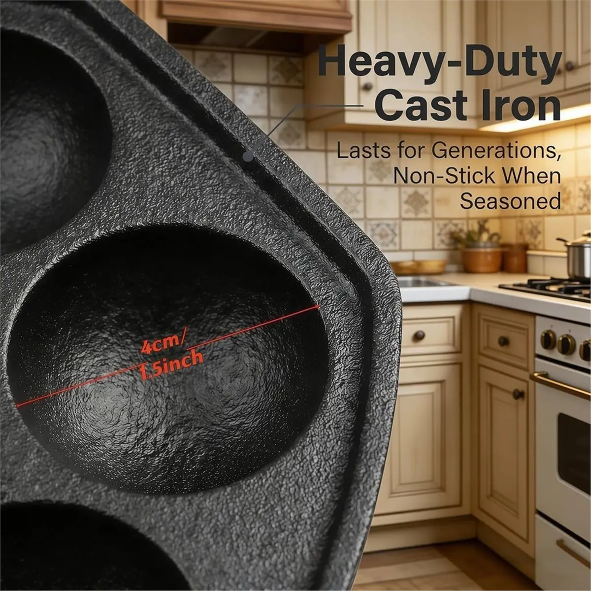 Cast Iron Takoyaki Pan 12 Hole Aebleskiver Pancake Puff Pan with Forks & Brush, Oven Safe