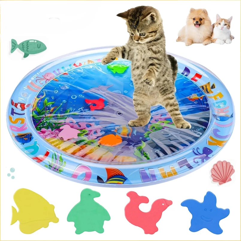

Pet Water Sensory Play Mat for Cats and Dogs Thickened Cooling Pad Interactive Self Play Toy for Pets Summer Indoor Activity