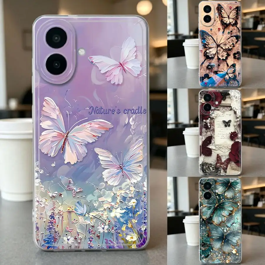 Flowing Marble Butterfly Phone Case for Samsung Galaxy A22 A06 A54 A50 A15 A51 A56 A73 A12 A35 A71 A72 A16 A02 A73 A07 A25 A52