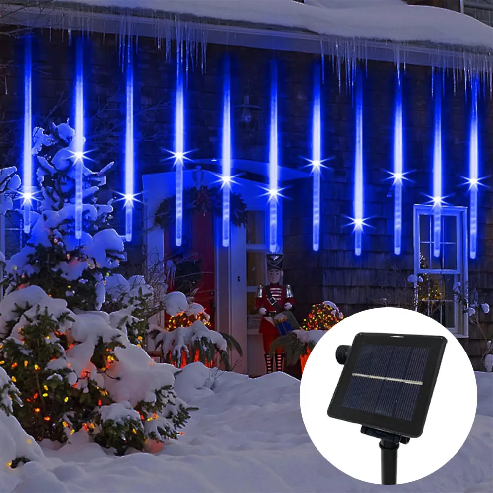 

Солнечные светодиодные метеоритные дождевые огни, водонепроницаемые падающие капли дождя, сказочный гирляндный светильник, Рождественский праздник, вечеринка, декор для патио 30 см 50 см
