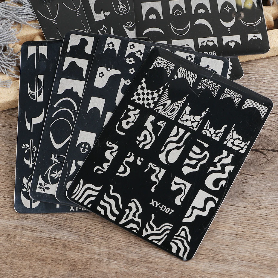 French Line Tips Nail Stamping Plates Stencil Forms Geometry Flowers Leaf Nail Art Stamp Templates Gel Polish Printing Plate image 6