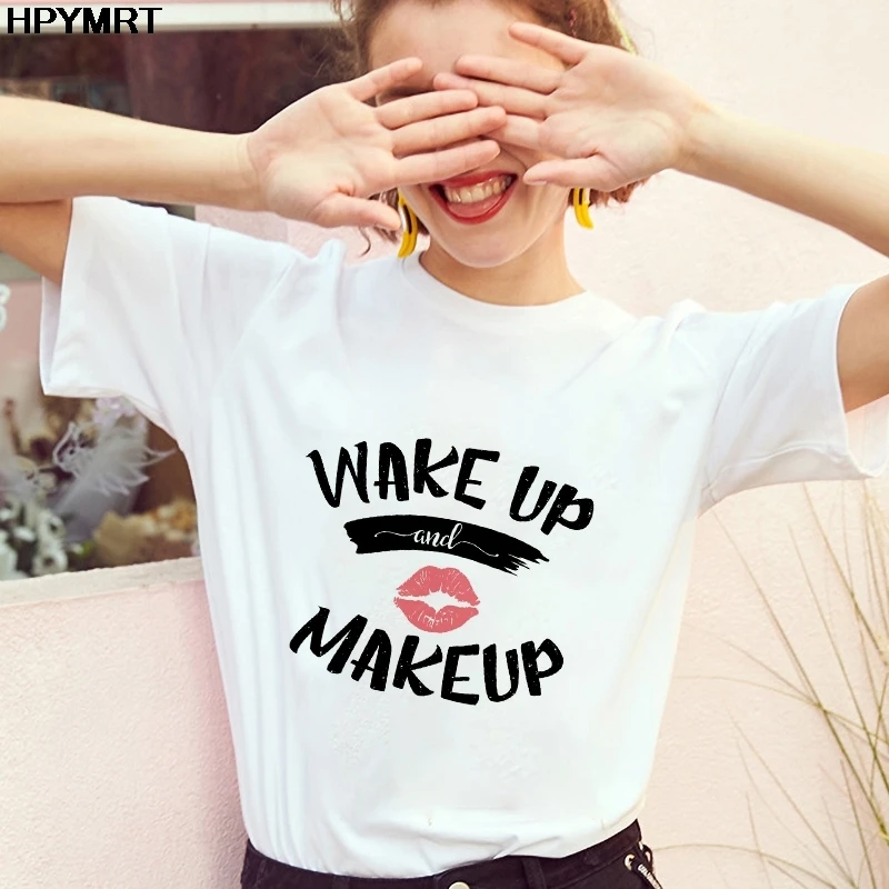 Women's T Shirt Lady Tops Fashion Tshirt Ladies Graphic Harajuku Female T-shirts Short Sleeve Clothing Kiss Me Print O-neck Tee